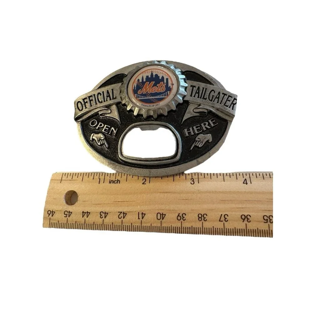 NEW YORK METS TAILGATER BELT BUCKLE W/BOTTLE‎ OPENER SISKIYOU US MADE 2007